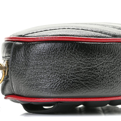 Gucci Azalea Calfskin Matelasse Diagonal Torchon GG Marmont Belt Bag 75 30 Black Romantic Cerise 11 of 12