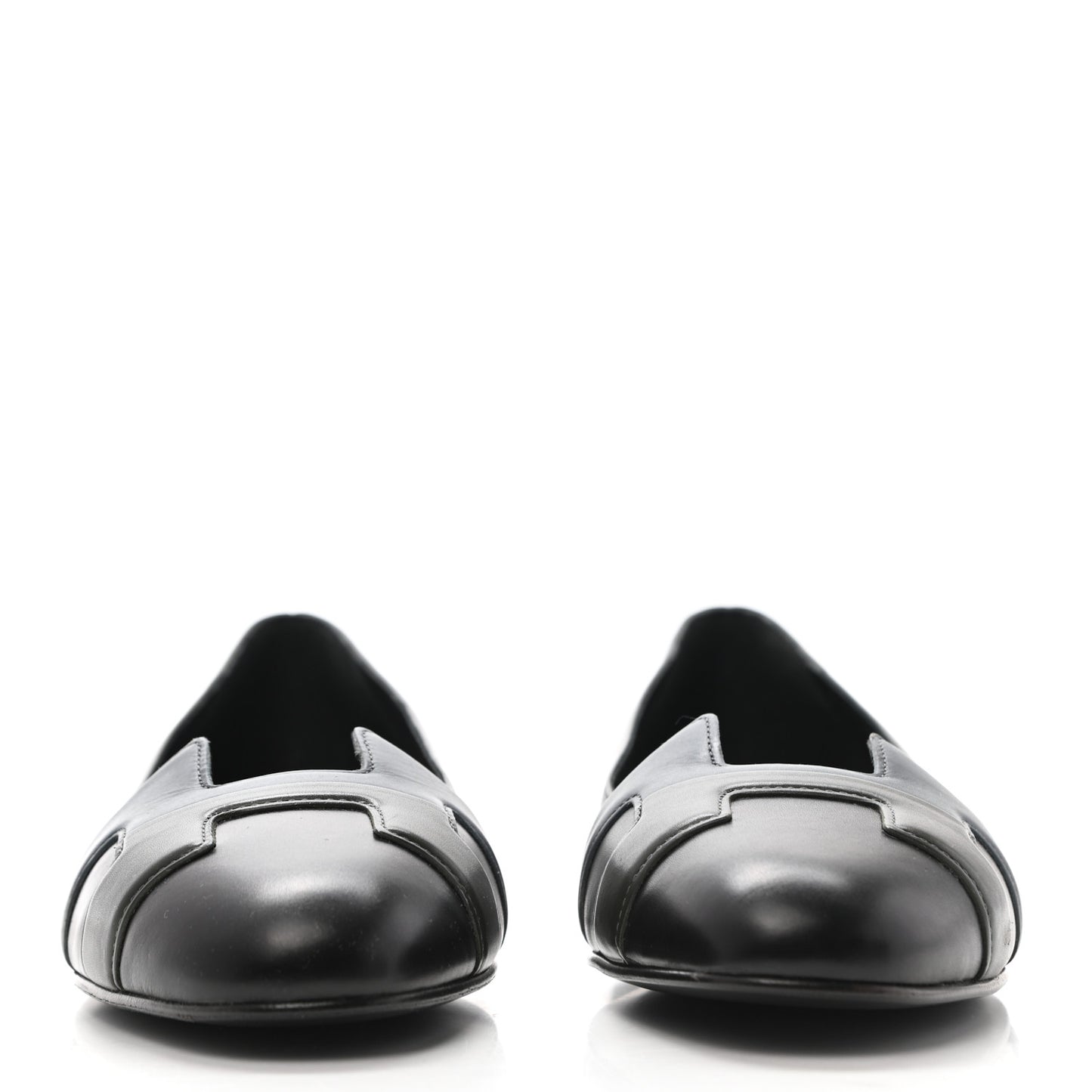 Box Calfskin Nice Ballerina Flats 36.5 Black Bleu Ardoise Cedre