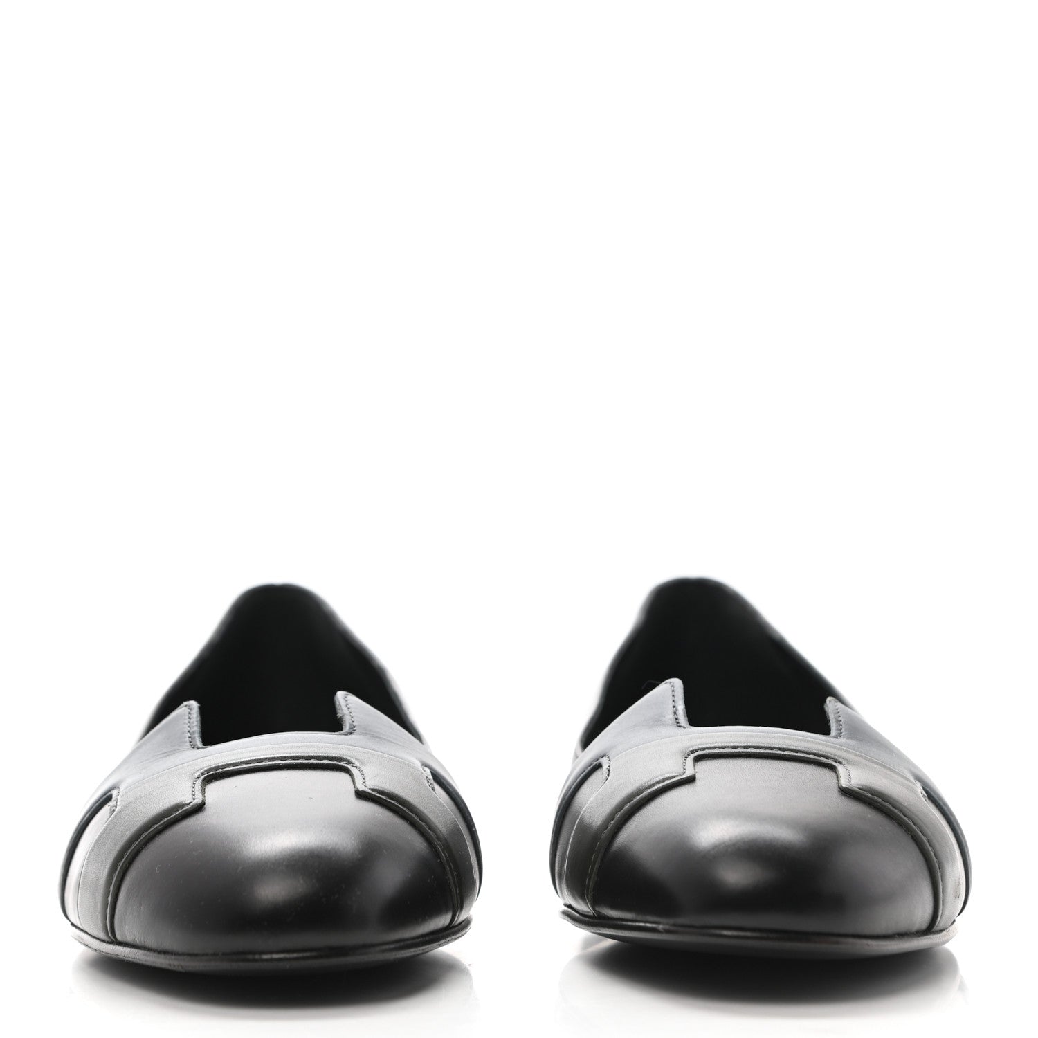 Hermes Box Calfskin Nice Ballerina Flats 36.5 Black Bleu Ardoise Cedre 4 of 14
