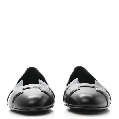 Hermes Box Calfskin Nice Ballerina Flats 36.5 Black Bleu Ardoise Cedre 4 of 14