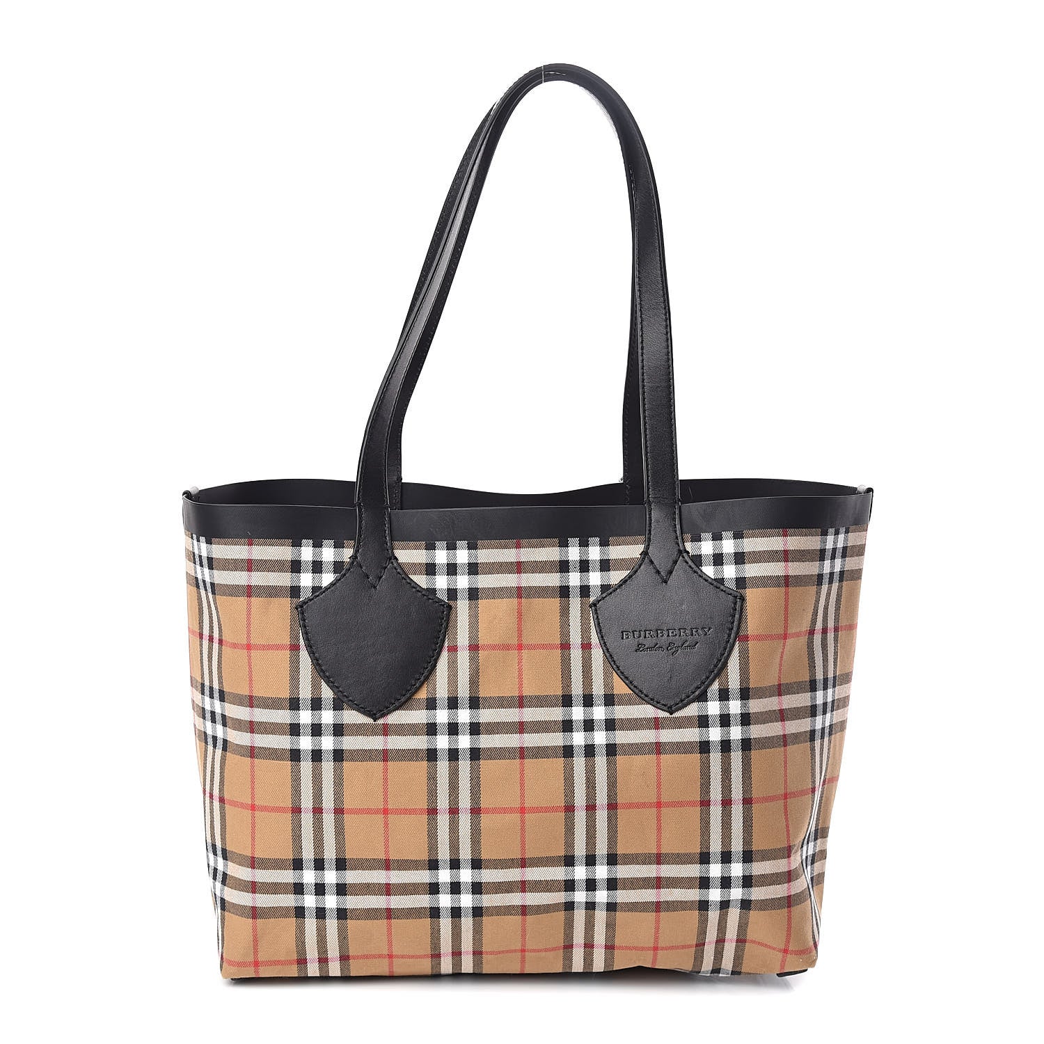 Burberry Vintage Check Medium The Giant Reversible Tote Antique Yellow Bright Red 4 of 17