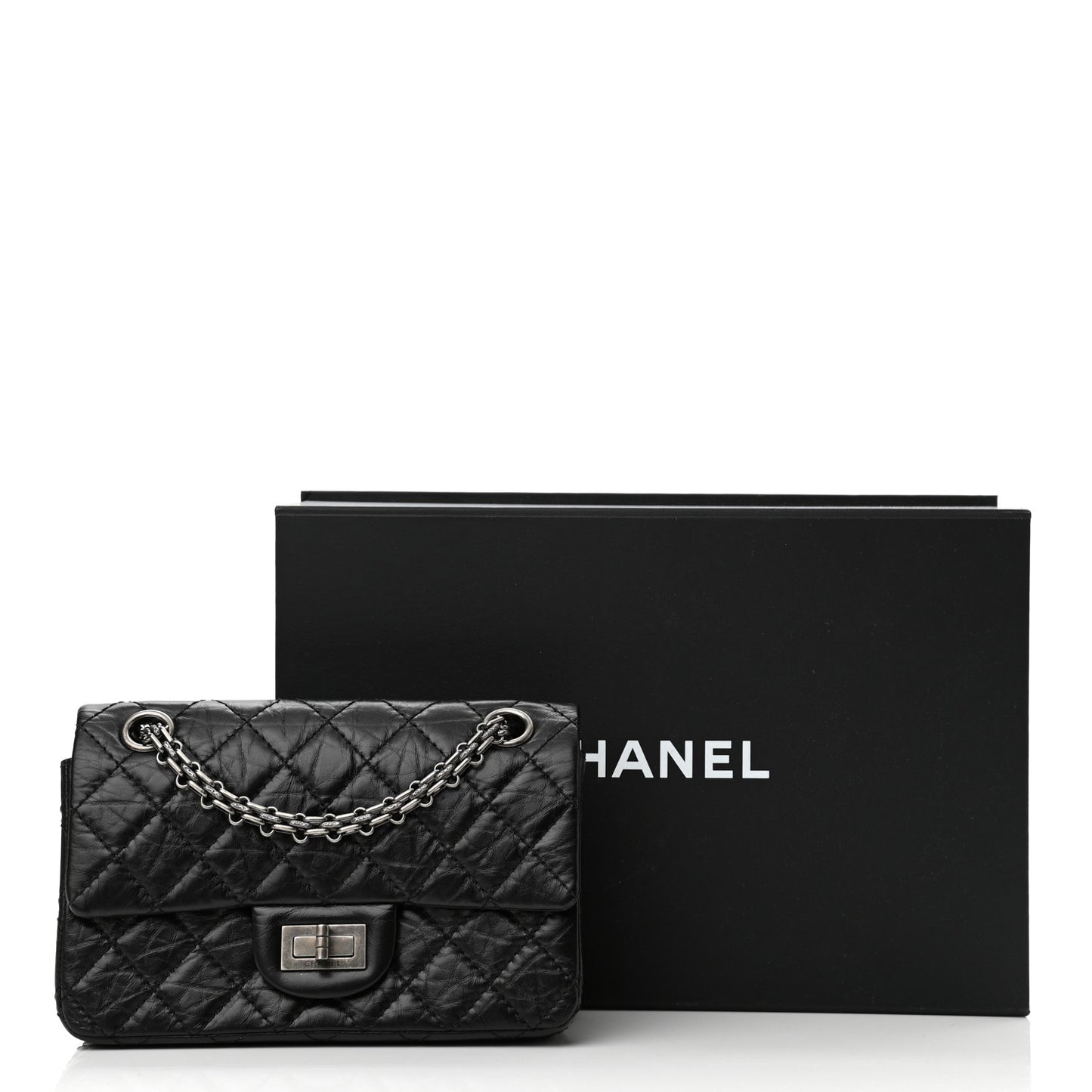 Aged Calfskin Quilted 2.55 Reissue Mini Flap Black