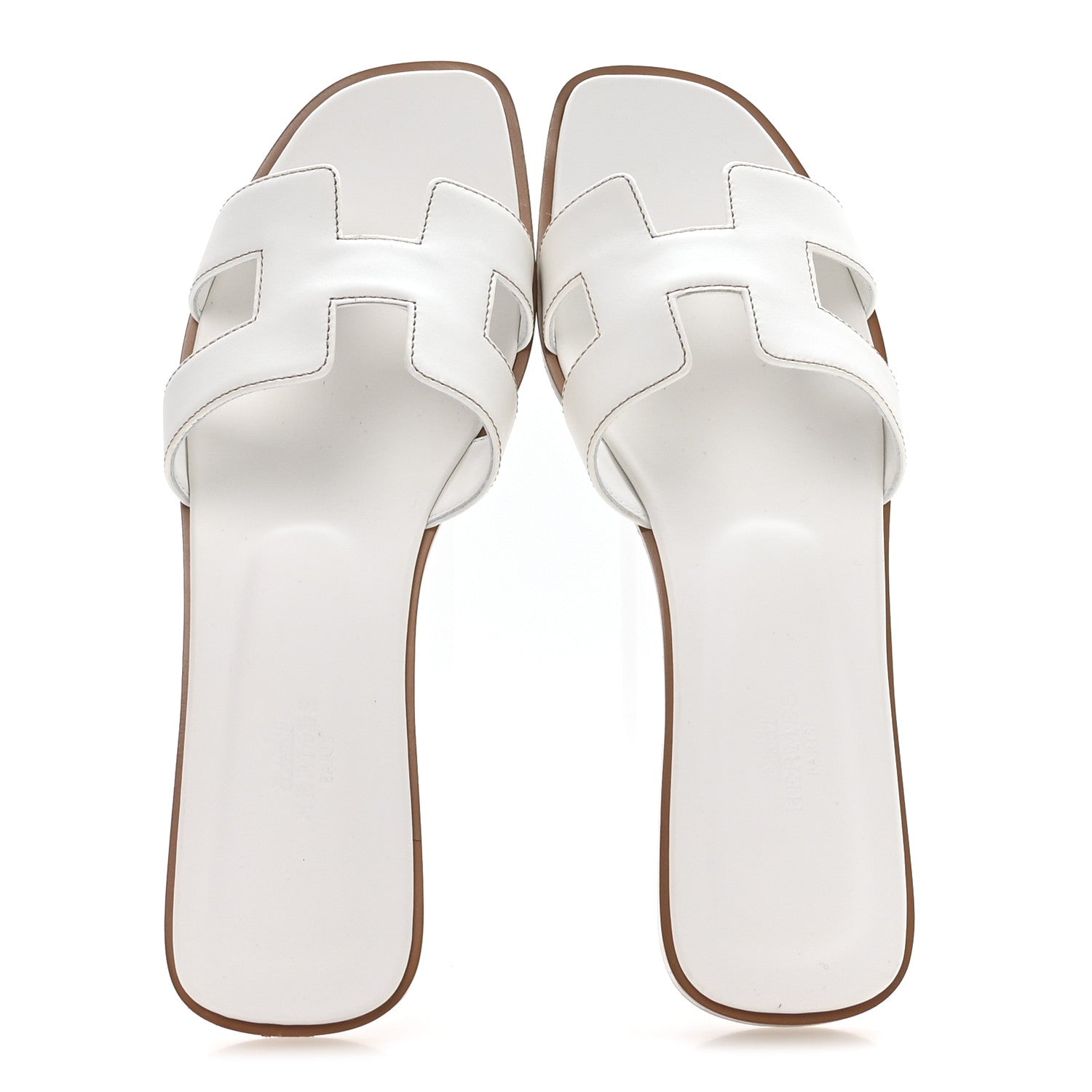 Hermes Box Calfskin Oran Sandals 39.5 White 2 of 8