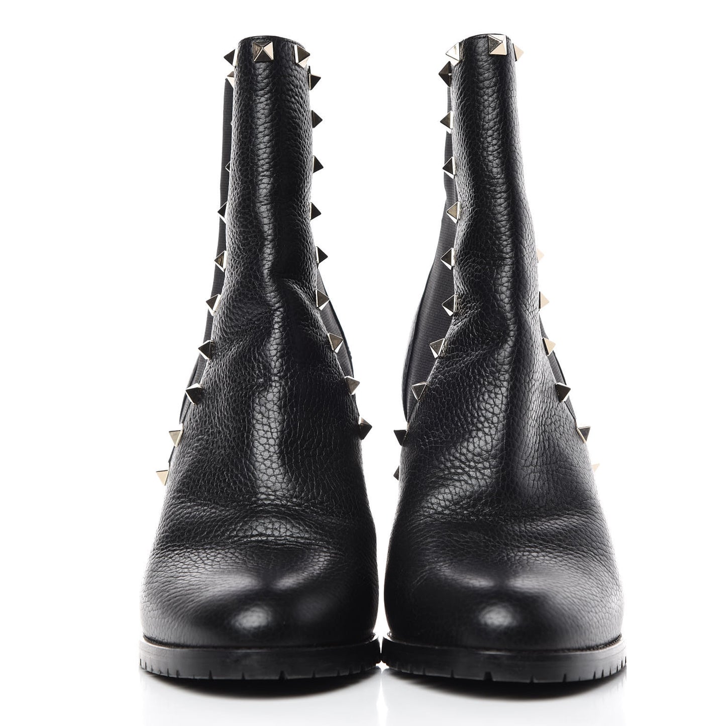 Grained Calfskin Rockstud Chelsea 80mm Ankle Boots 41 Black