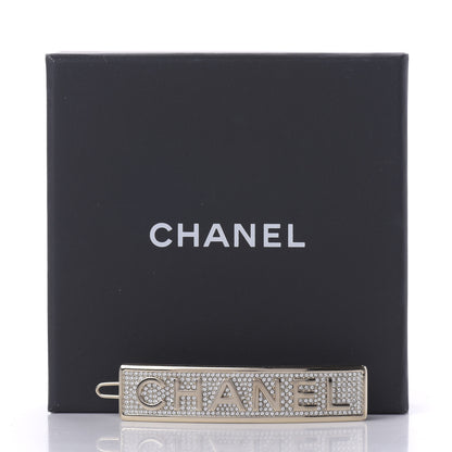 Chanel Metal Crystal Logo Hair Clip Gold 5 of 5