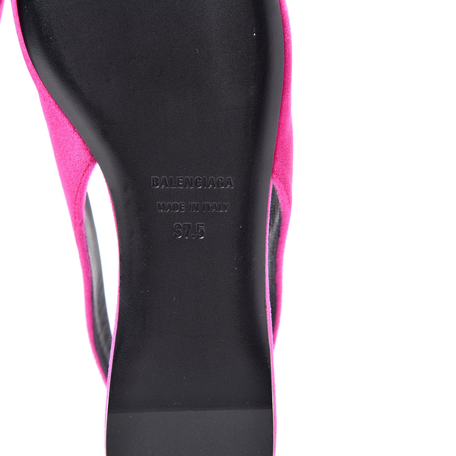 Balenciaga Velvet BB Knife Pointy Toe Slingback Flats 37.5 Pink 9 of 12