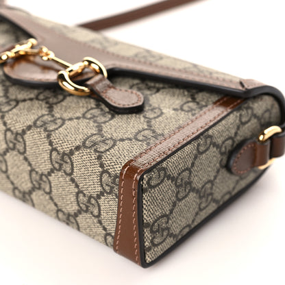 Gucci GG Supreme Monogram Mini Horsebit 1955 Shoulder Bag Beige Brown Sugar 9 of 9
