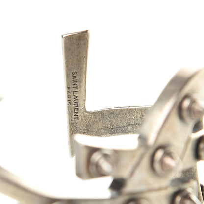 Saint Laurent Brass Monogram Spiked Cuff Bracelet Argent 4 of 5