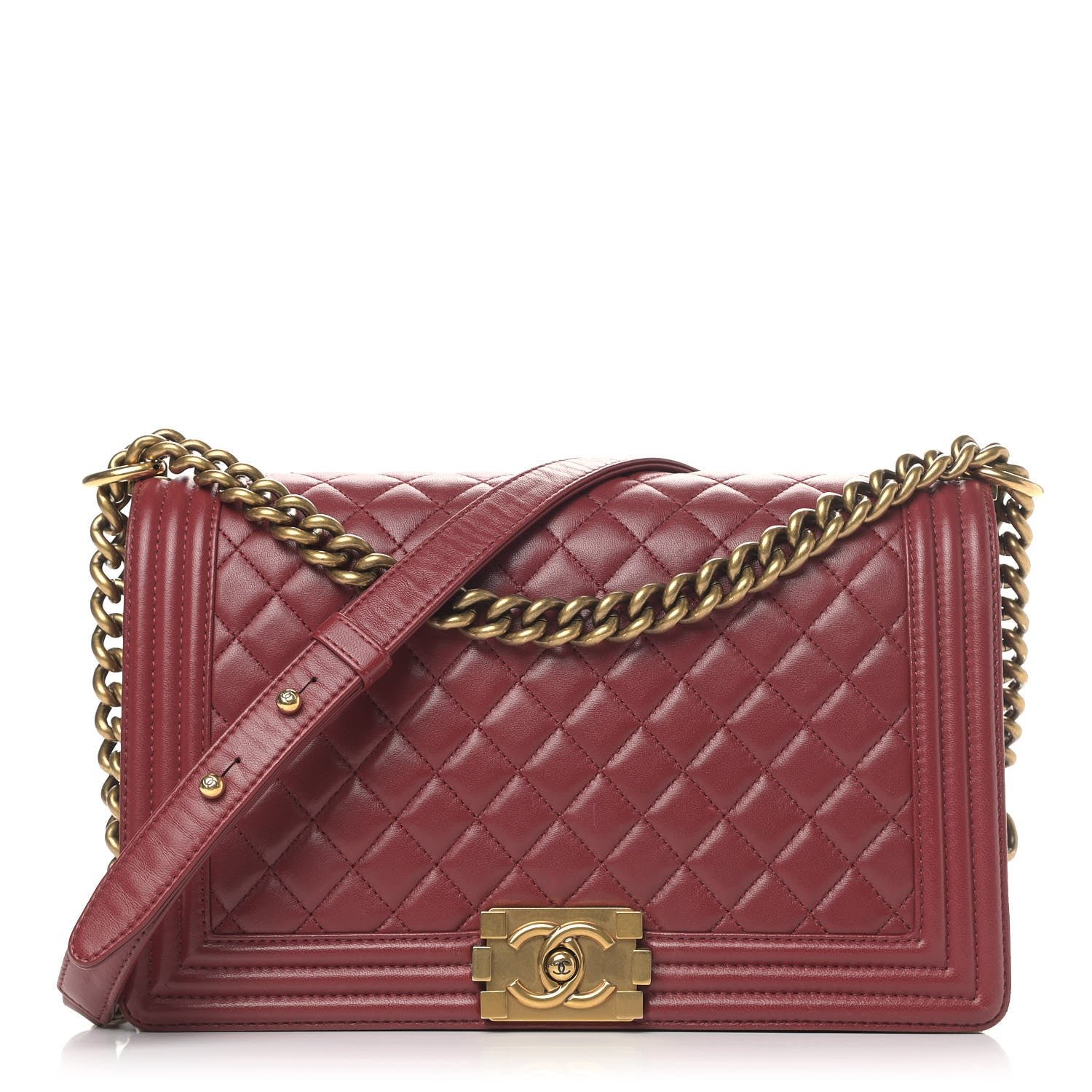 Chanel Lambskin Quilted New Medium Boy Flap Dark Red 1 of 7