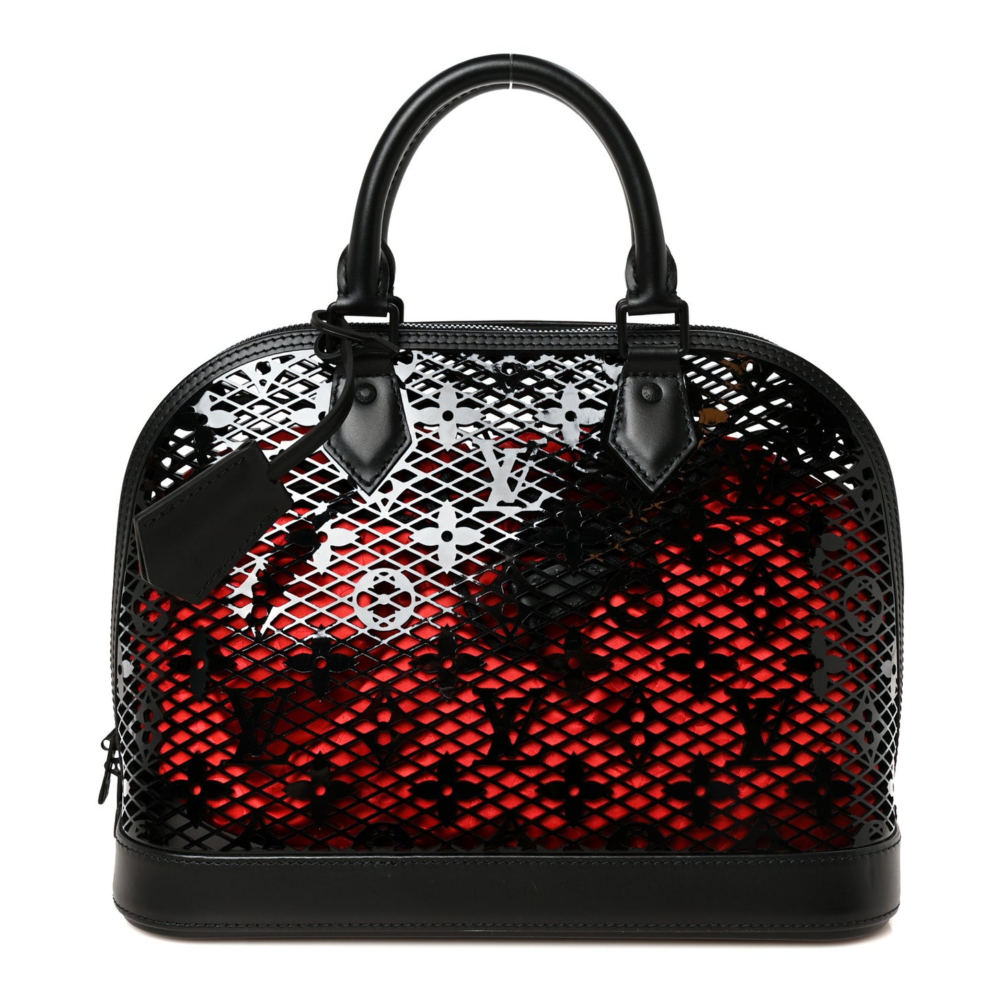 Patent Calfskin Laced Monogram Alma PM Black