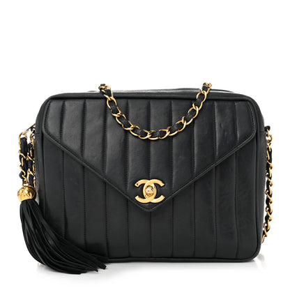 Chanel Lambskin Vertical Quilted Flap Camera Case Navy Blue 1 of 11