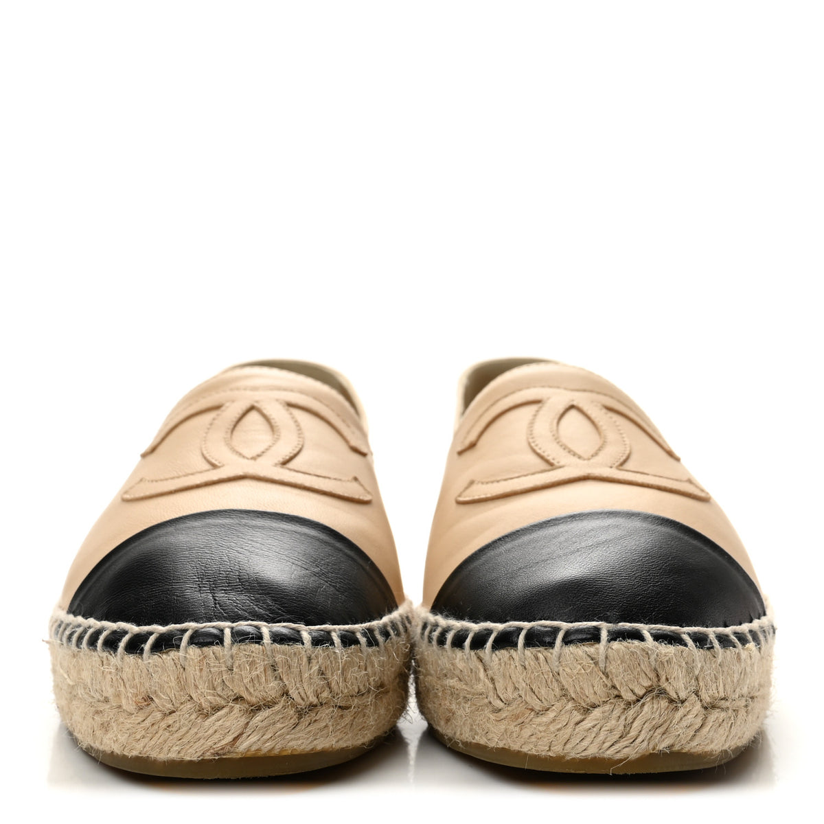 Lambskin CC Espadrilles 36 Beige Black