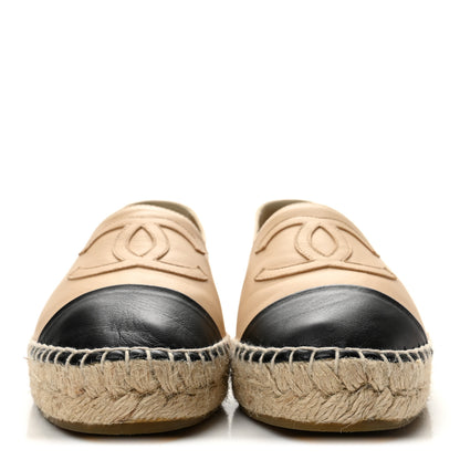 Chanel Lambskin CC Espadrilles 36 Beige Black 3 of 11