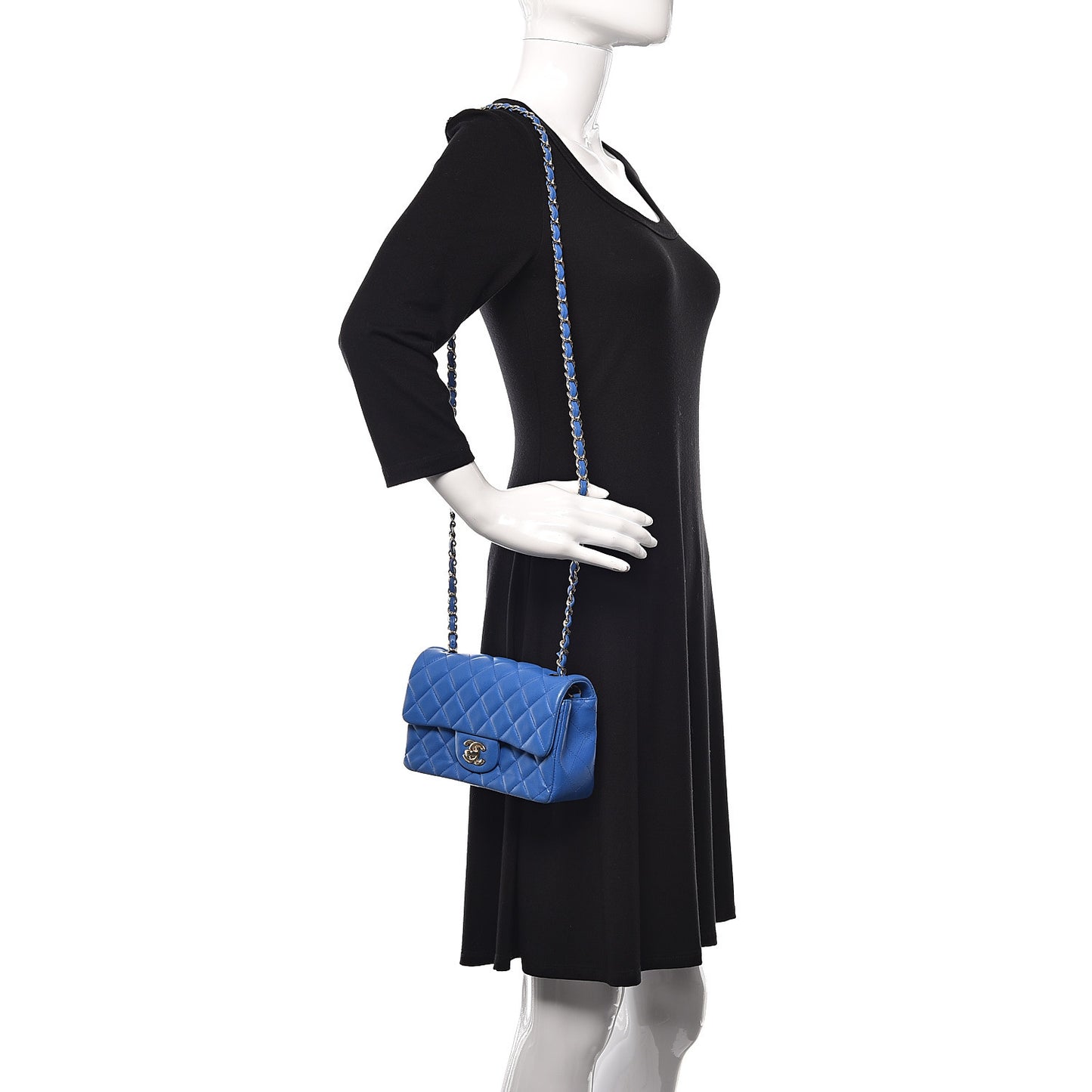 Lambskin Quilted Mini Rectangular Flap Blue