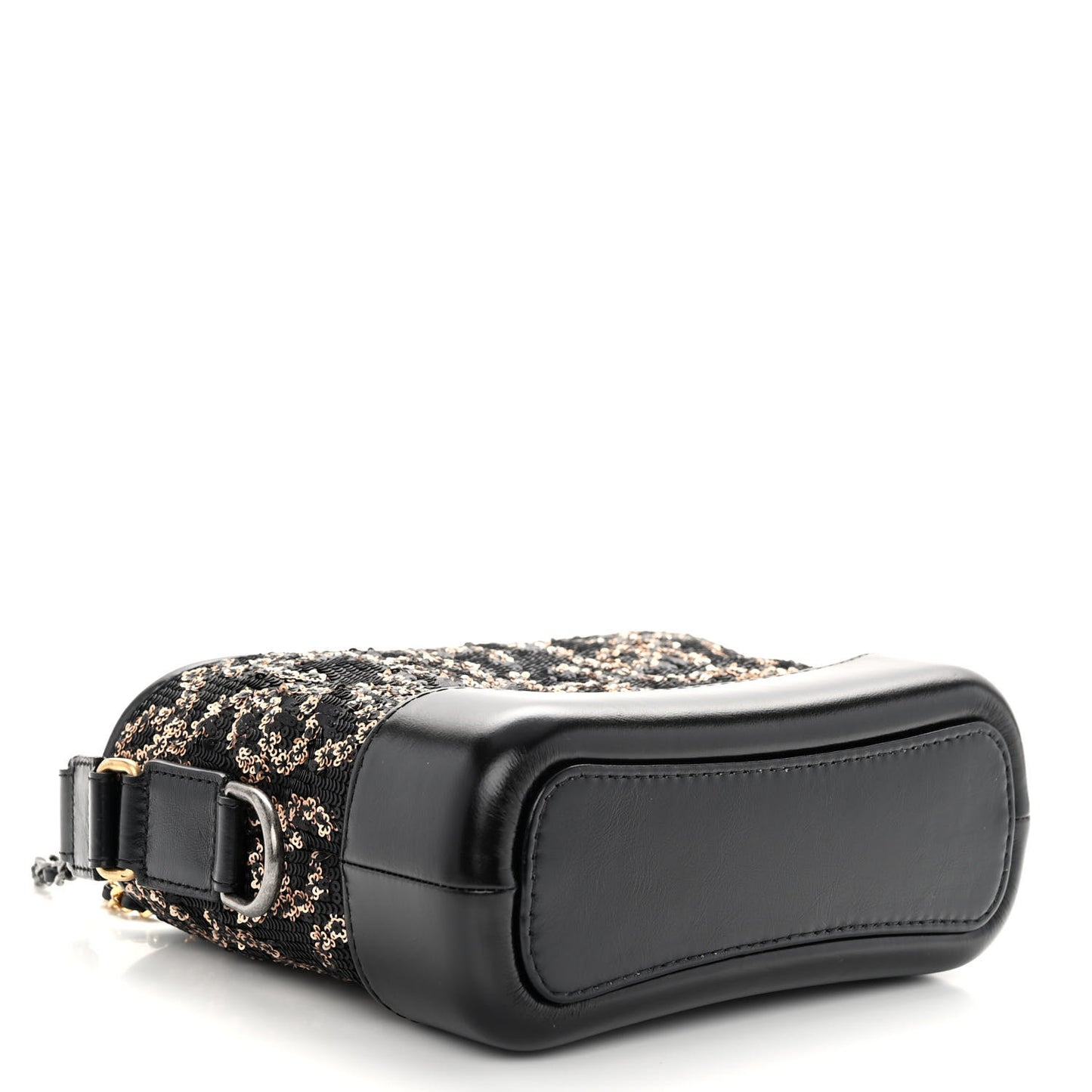 Sequin Calfskin Small Gabrielle Hobo Black Gold