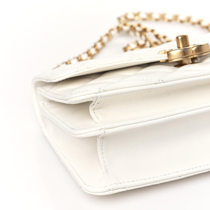 Chanel Calfskin Quilted Mini Dual Handle Chain Flap Bag White 8 of 9