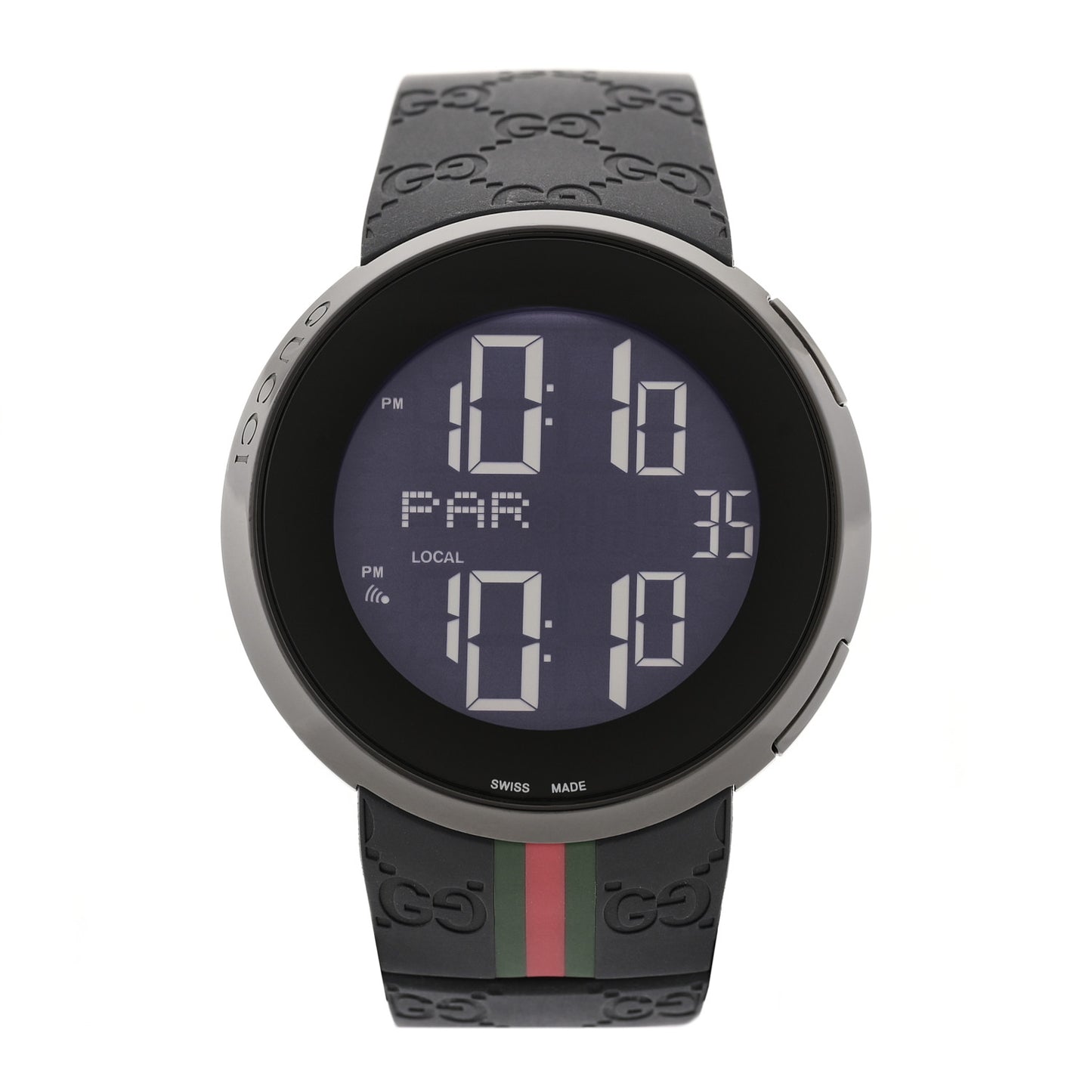 Stainless Steel Rubber 45mm Digital I-Gucci Web Watch Black