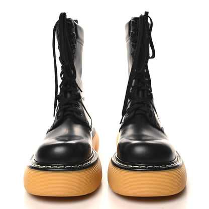 Bottega Veneta Calfskin The Swell Lace Up Boots 38 Black Natural Rubber 39 2 of 8