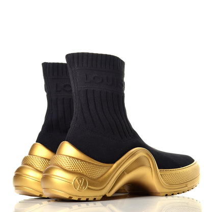 Louis Vuitton Stretch Textile Monogram LV Archlight Sneaker Boots 39 Black Gold 4 of 7