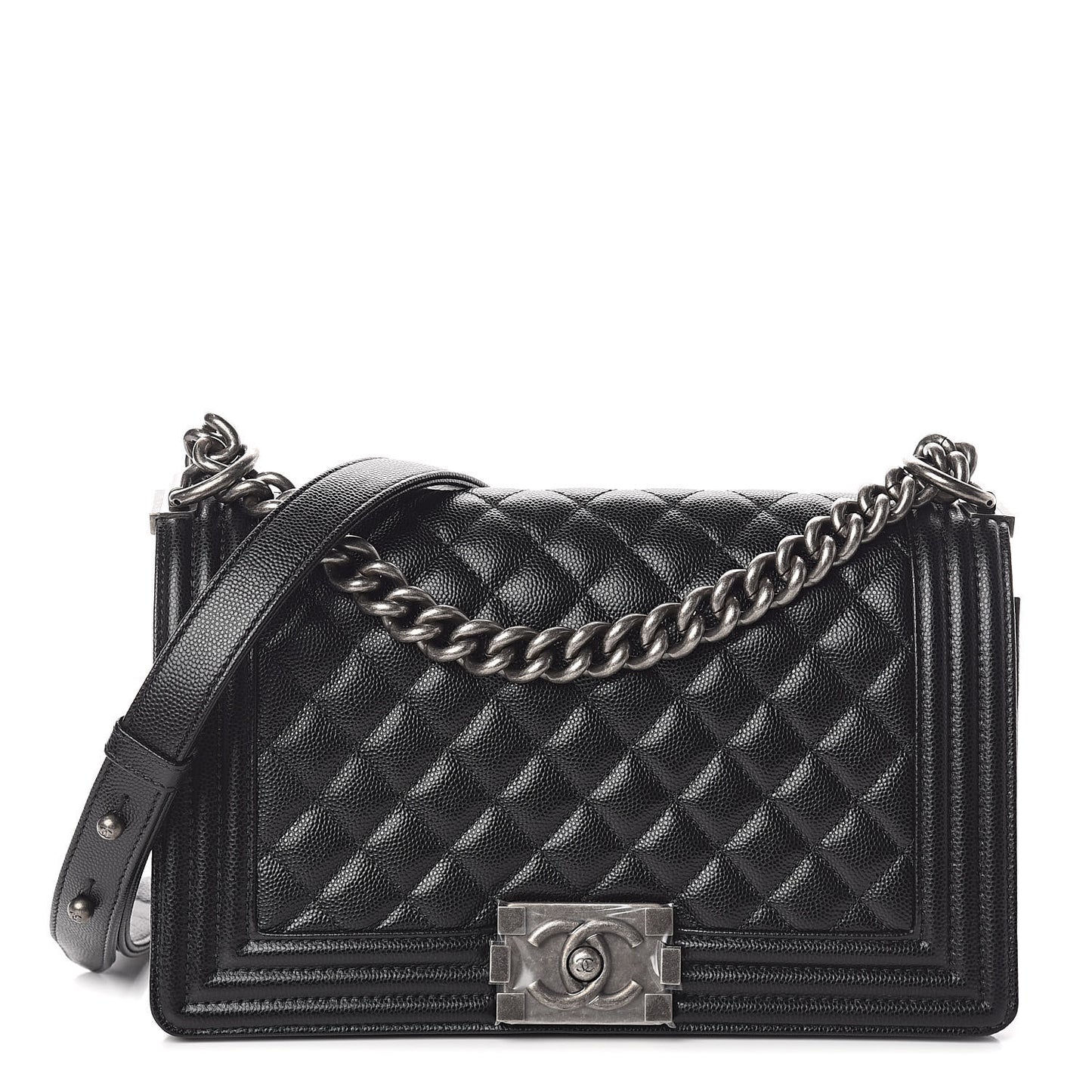 Caviar Quilted Medium Boy Flap Black