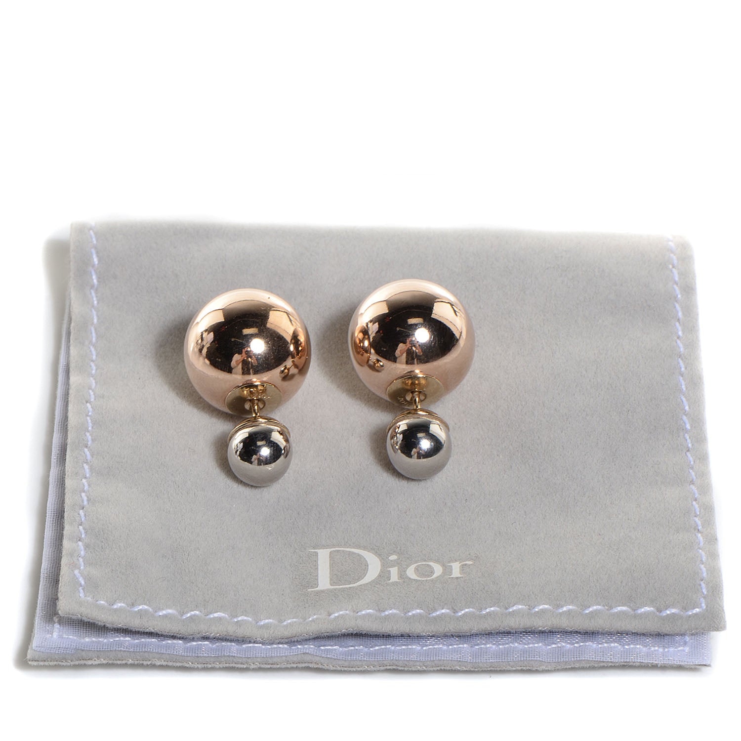 Christian Dior Mise En Dior Tribal Earrings Rose Gold Silver 5 of 5