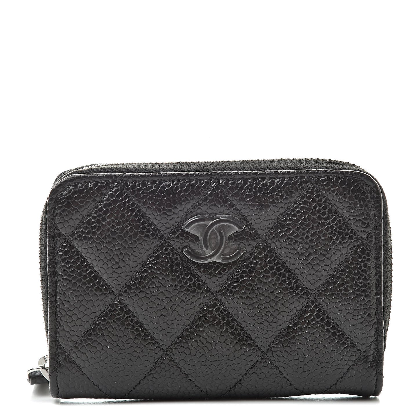 Caviar Quilted Incognito Zip Coin Purse Black