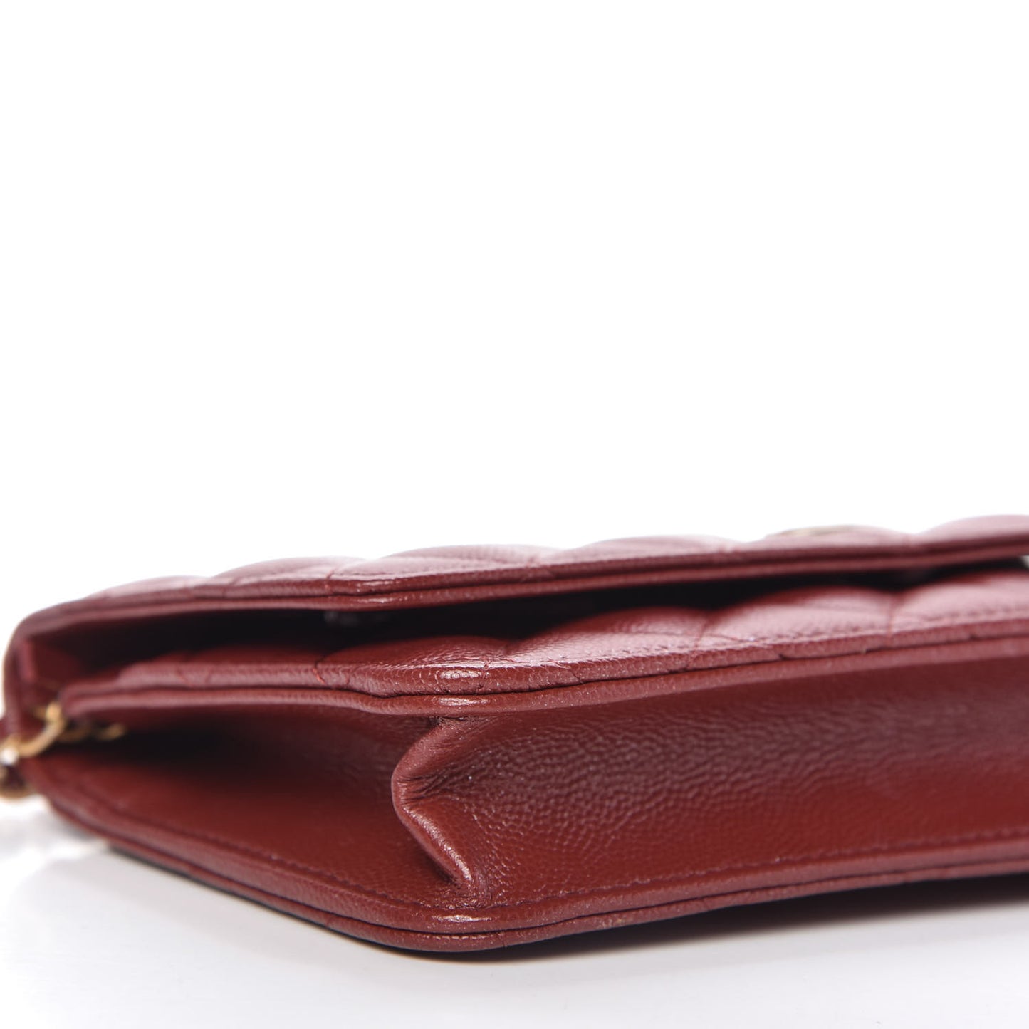 Metallic Caviar Quilted Wallet On Chain WOC Red