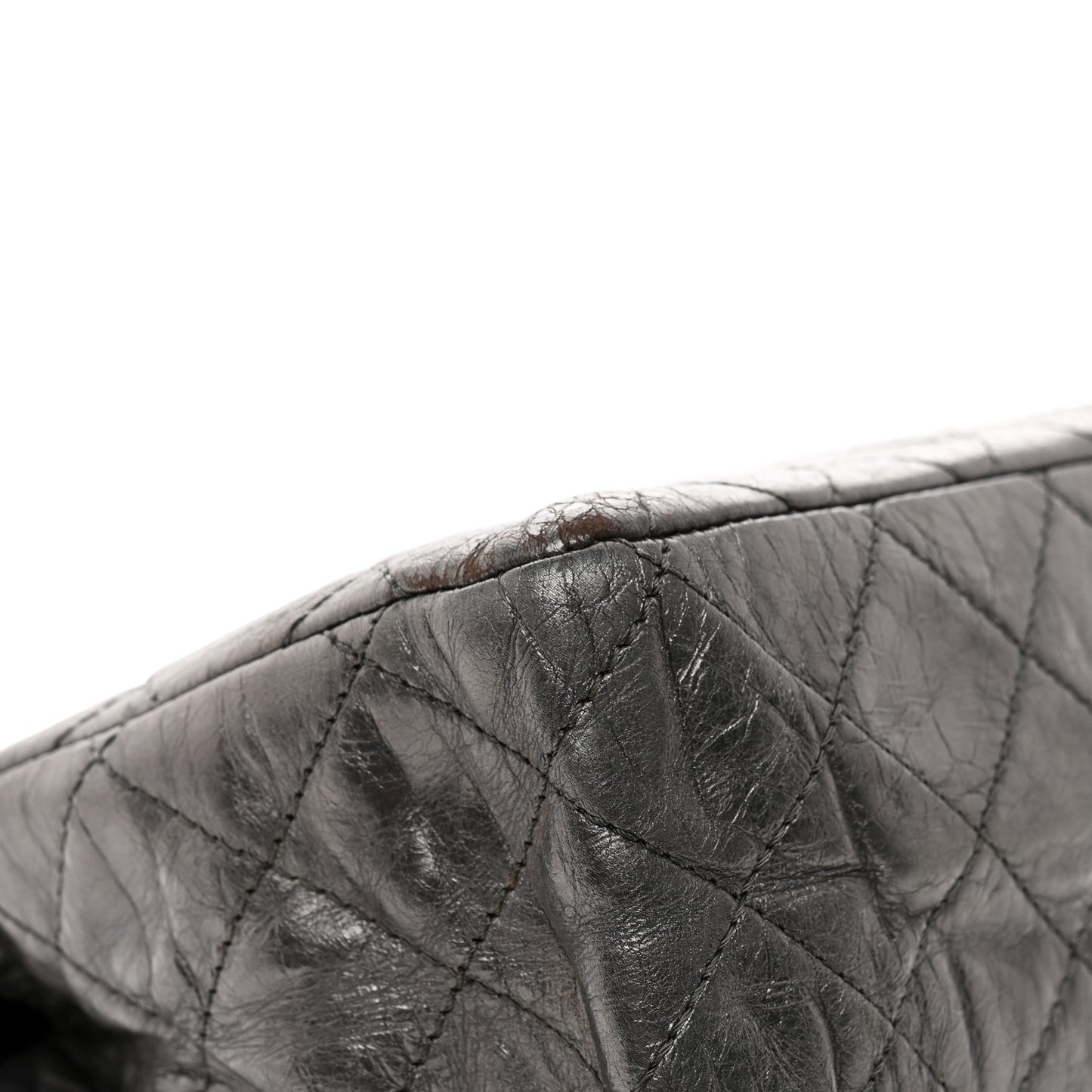 Metallic Aged Calfskin Quilted 2.55 Reissue 227 Flap Dark Silver