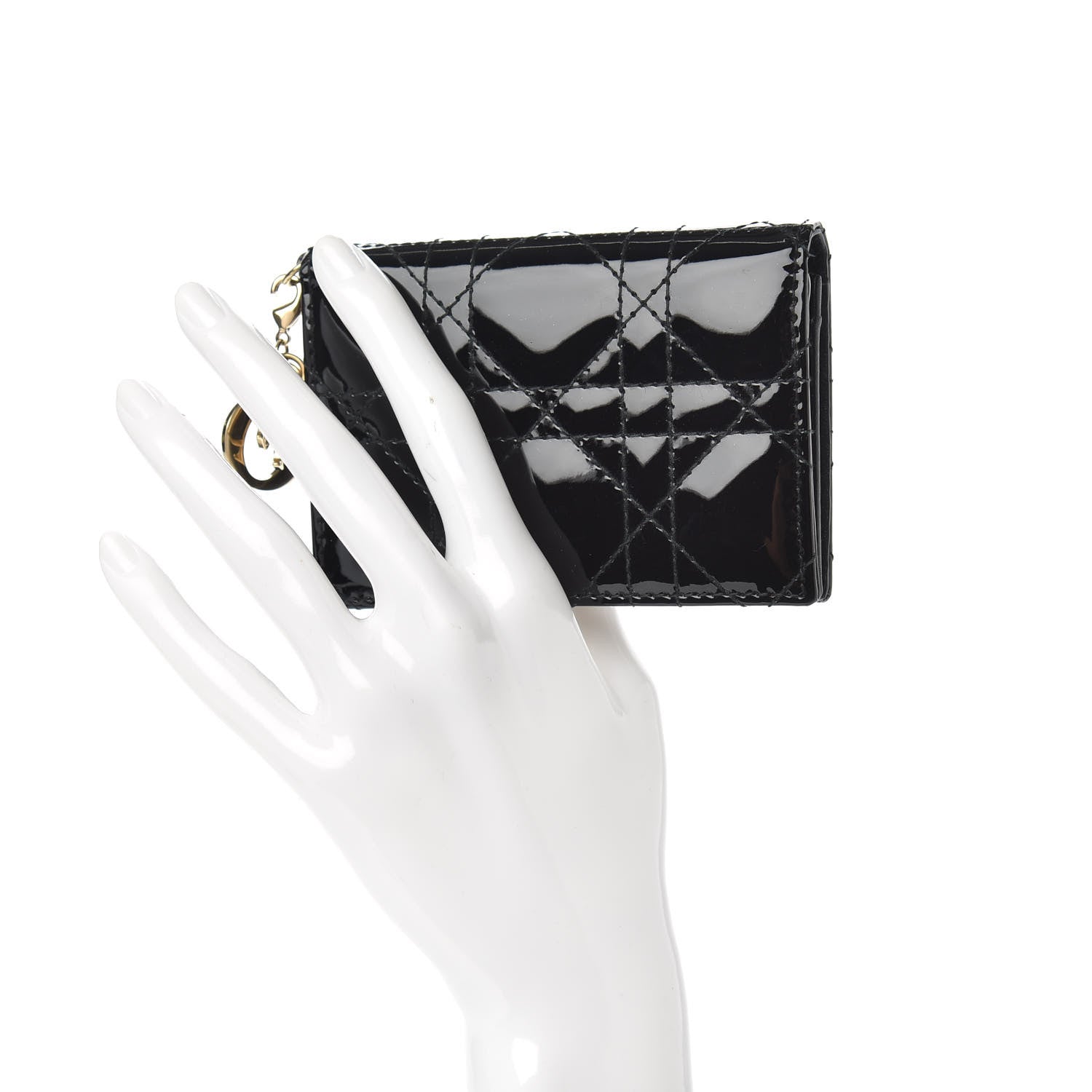 Christian Dior Patent Cannage Lady Dior Card Holder Black 2 of 6