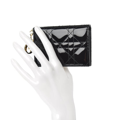 Christian Dior Patent Cannage Lady Dior Card Holder Black 2 of 6