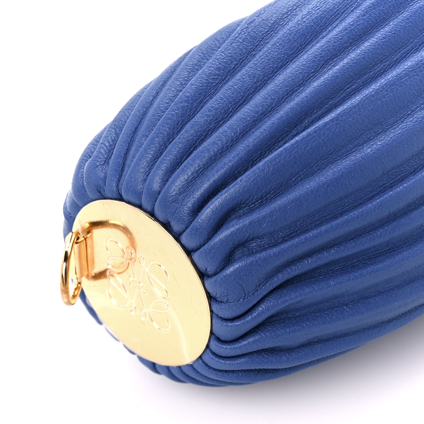 Lambskin Pleated Bracelet Pouch Shoulder Bag Royal Blue