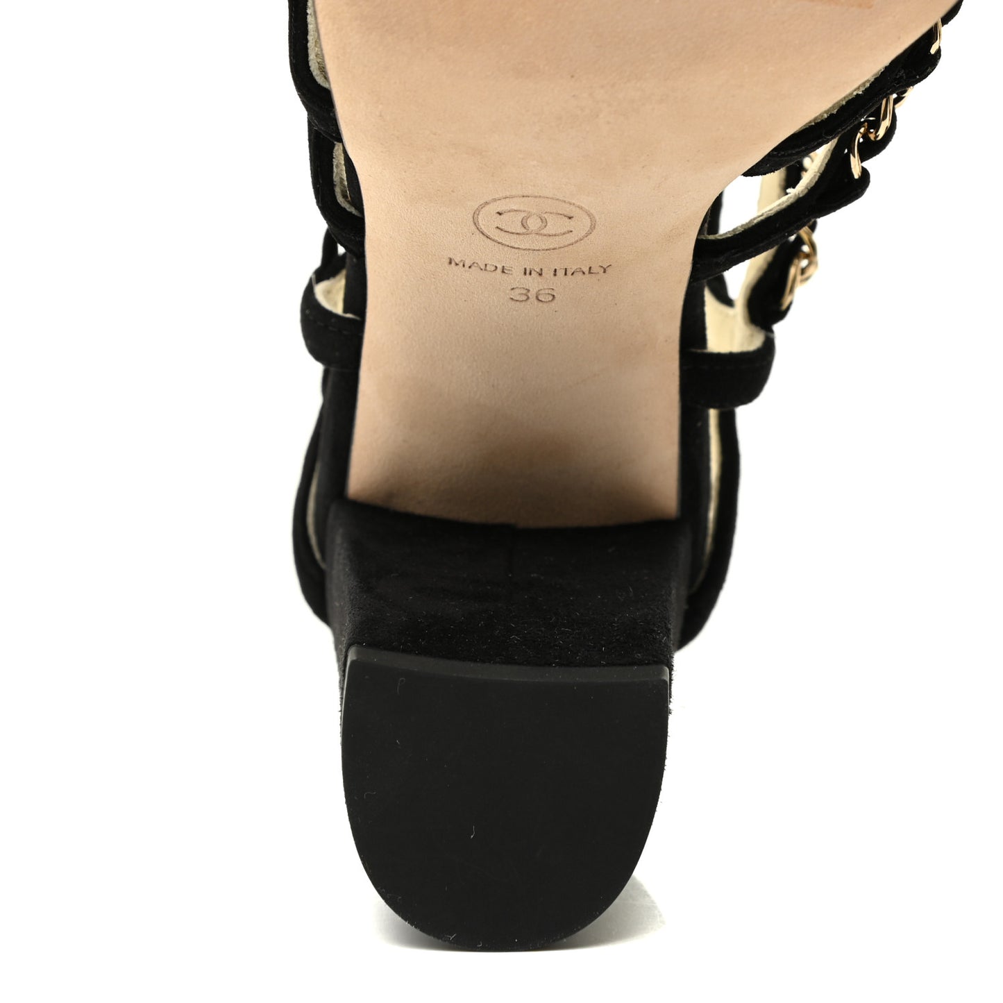 Kid Suede Chain Sandals 36 Black