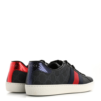 Gucci GG Supreme Monogram Ayers Web Mens New Ace Sneakers  5 Black 5 of 11