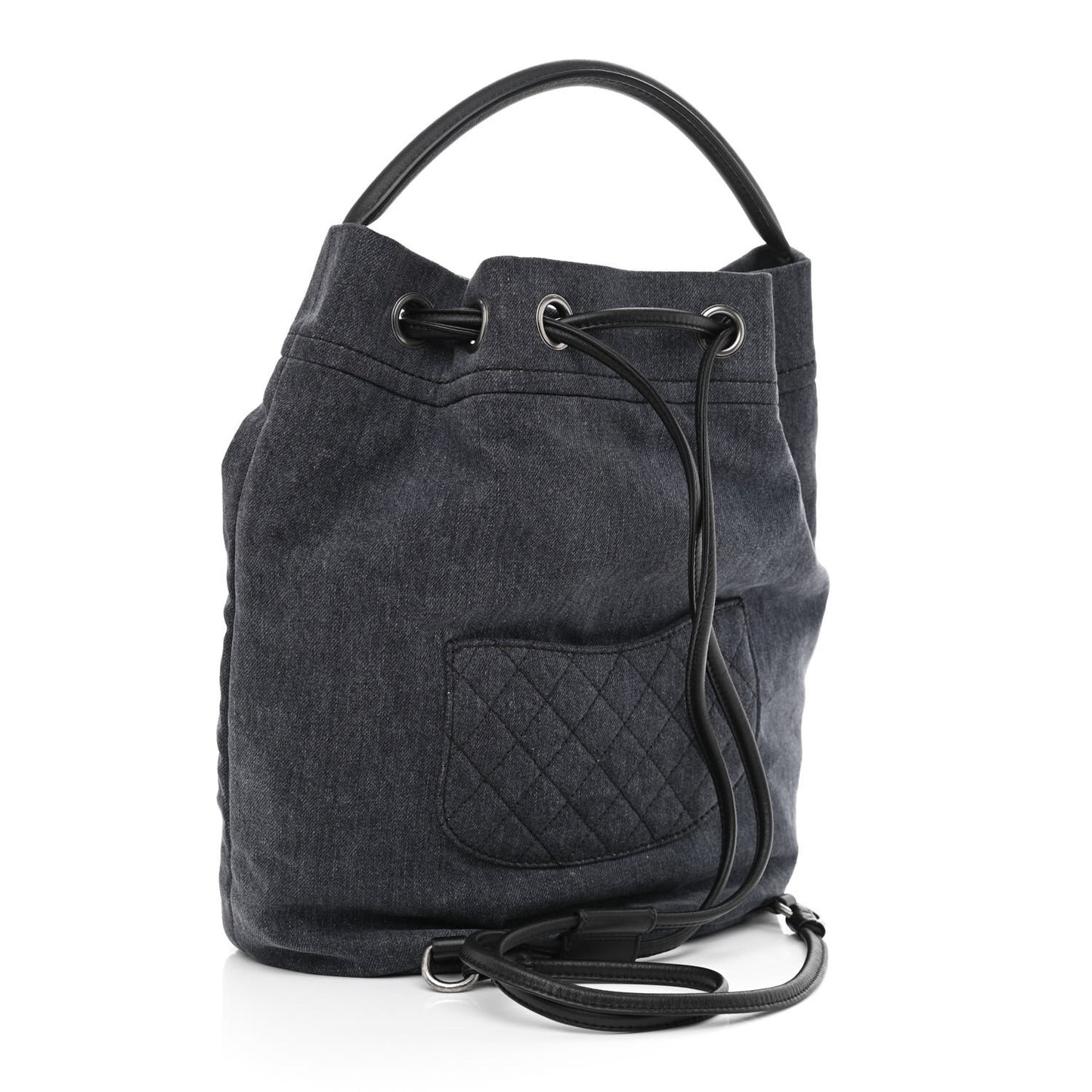 Denim Drawstring Backpack Blue