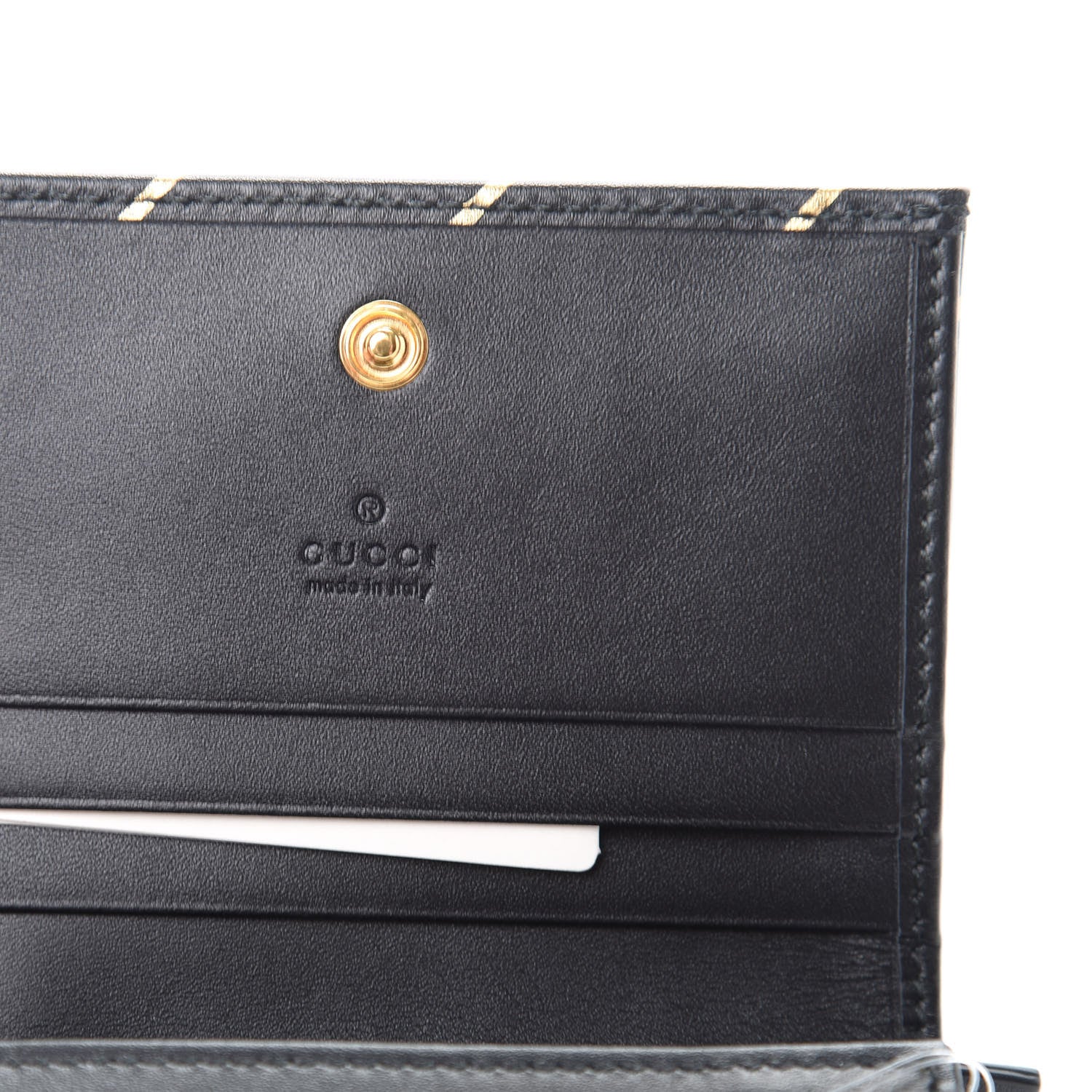 Gucci Calfskin Diagonal GG Card Case Black Gold 6 of 8