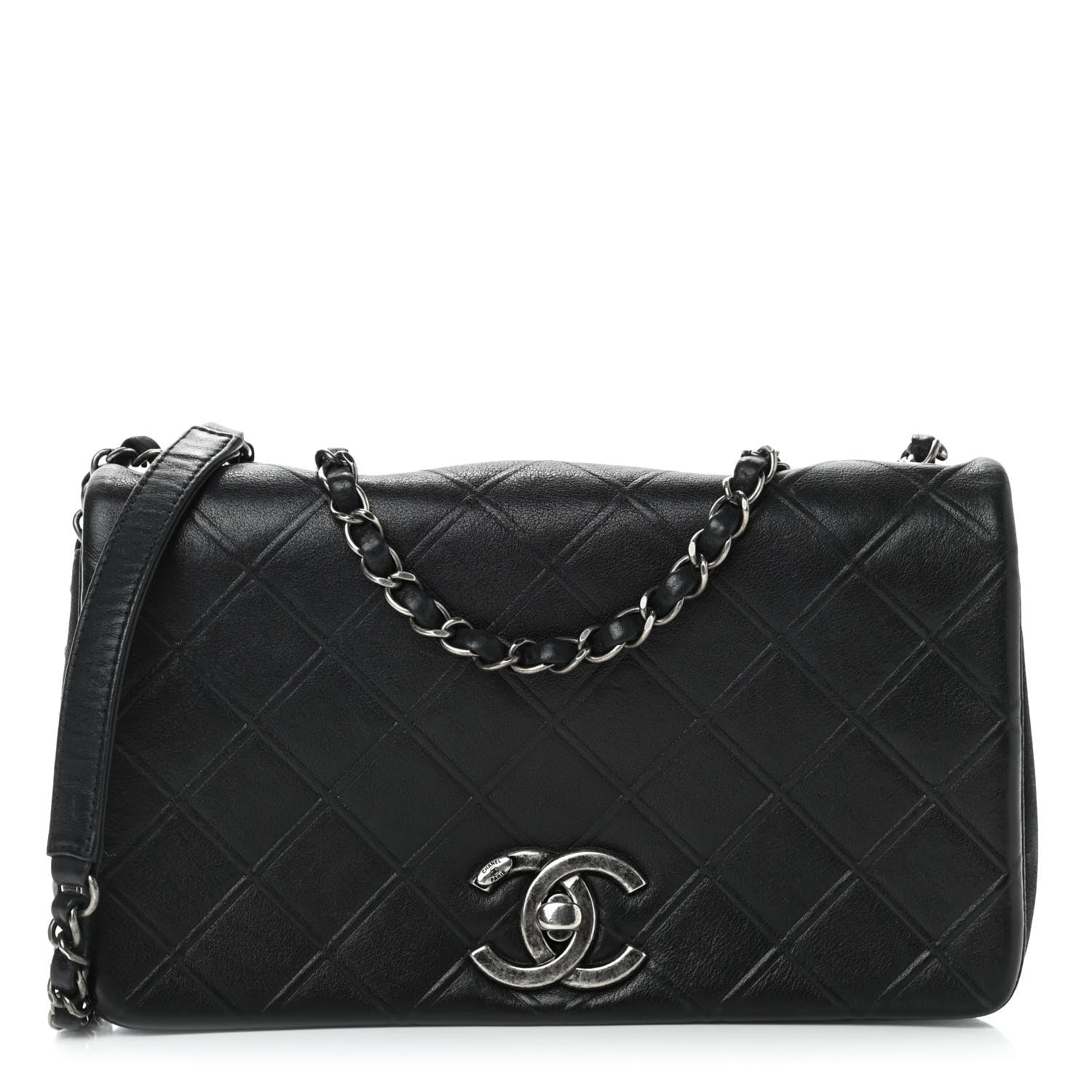 Chanel Calfskin Diamond Embossed New Chic Flap Black 1 of 14