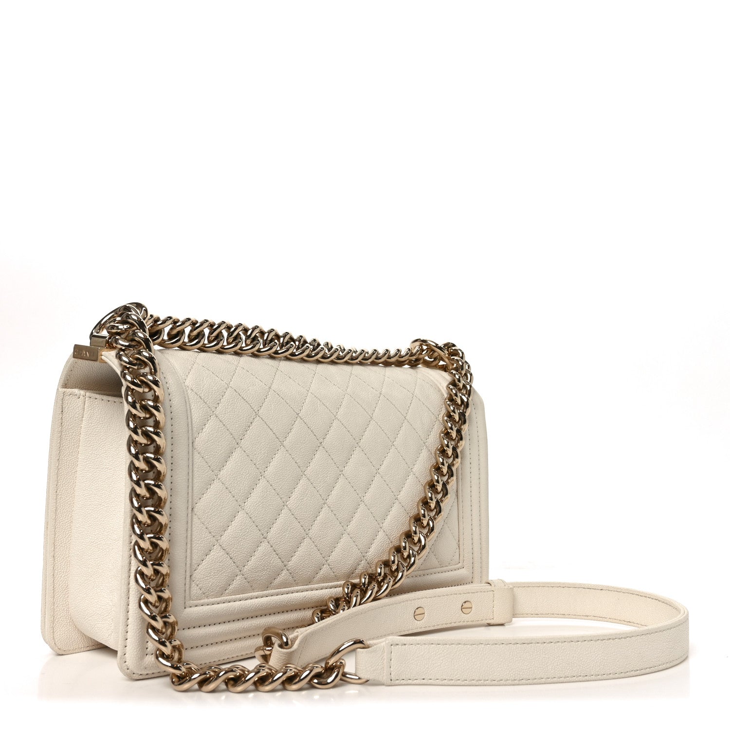 Chanel Caviar Quilted Medium Boy Flap White 3 of 10