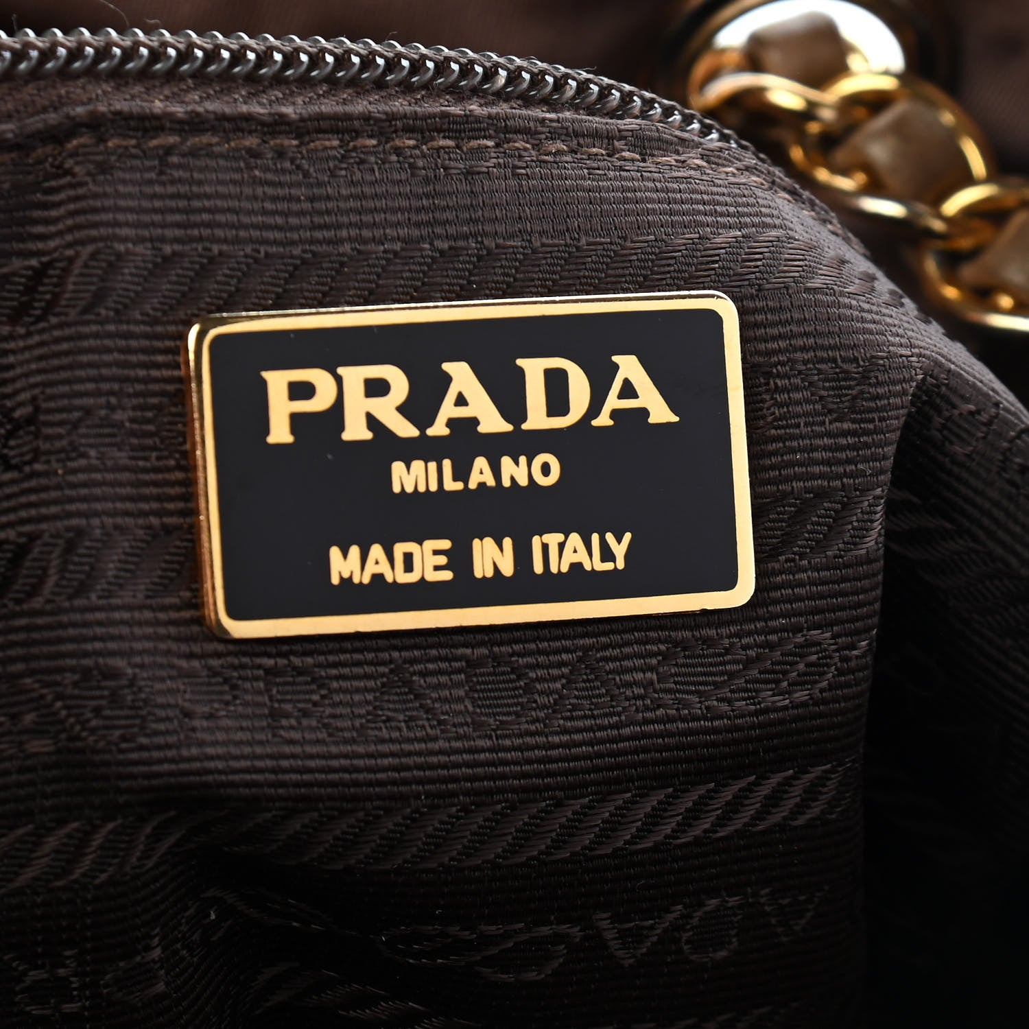 Prada Tessuto Nylon Chain Shoulder Bag Brown 13 of 23