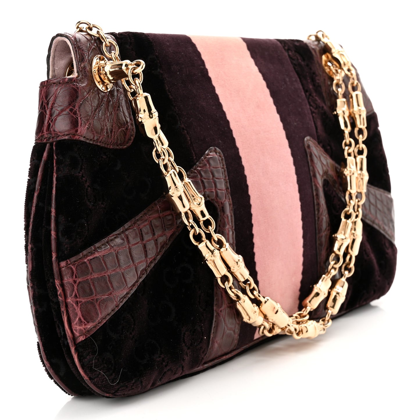 Velvet Monogram Crocodile Tom Ford Jeweled Dragon Shoulder Bag Purple Pink