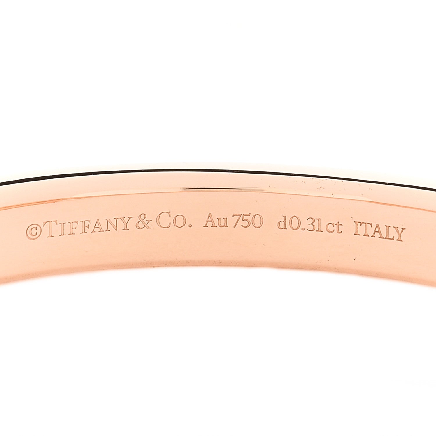Tiffany 18K Rose Gold Diamond Tiffany Lock Bangle Bracelet 1841074