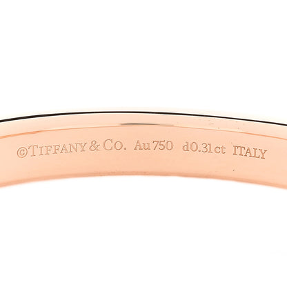 Tiffany 18K Rose Gold Diamond Tiffany Lock Bangle Bracelet 3 of 4