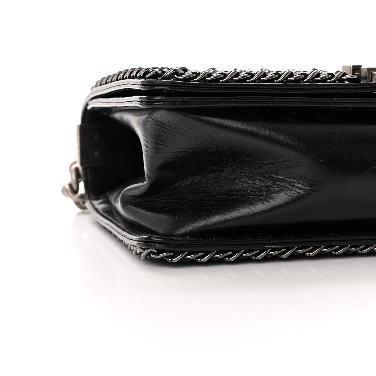 Chanel Glazed Calfskin Quilted Medium Chain Around Boy Flap Black 9 of 12