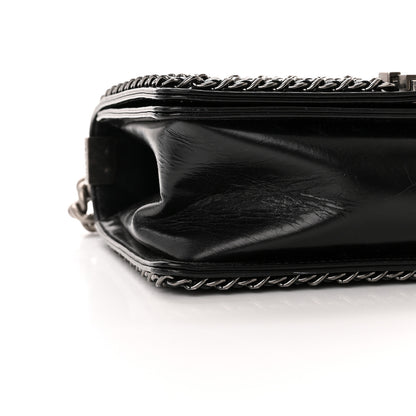 Chanel Glazed Calfskin Quilted Medium Chain Around Boy Flap Black 9 of 12