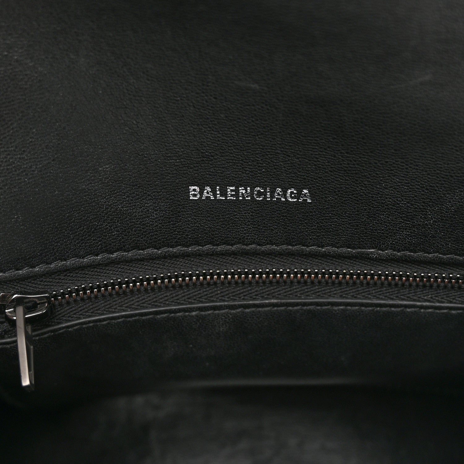 Balenciaga Shiny Calfskin Monochrome Crocodile Embossed Small Hourglass Top Handle Bag Black 6 of 11