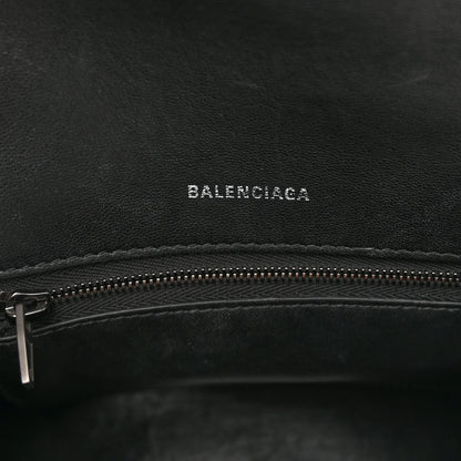 Balenciaga Shiny Calfskin Monochrome Crocodile Embossed Small Hourglass Top Handle Bag Black 6 of 11