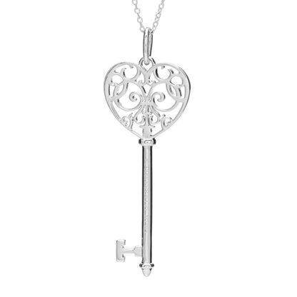 Tiffany Sterling Silver Enchant Heart Key Pendant Necklace 5 of 5