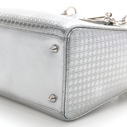 Christian Dior Metallic Patent Micro-Cannage Medium Lady Dior Silver 10 of 13