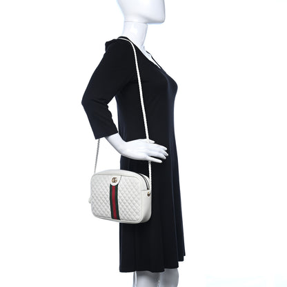 Gucci Laminated Calfskin Quilted Web Small Shoulder Bag White 2 of 9