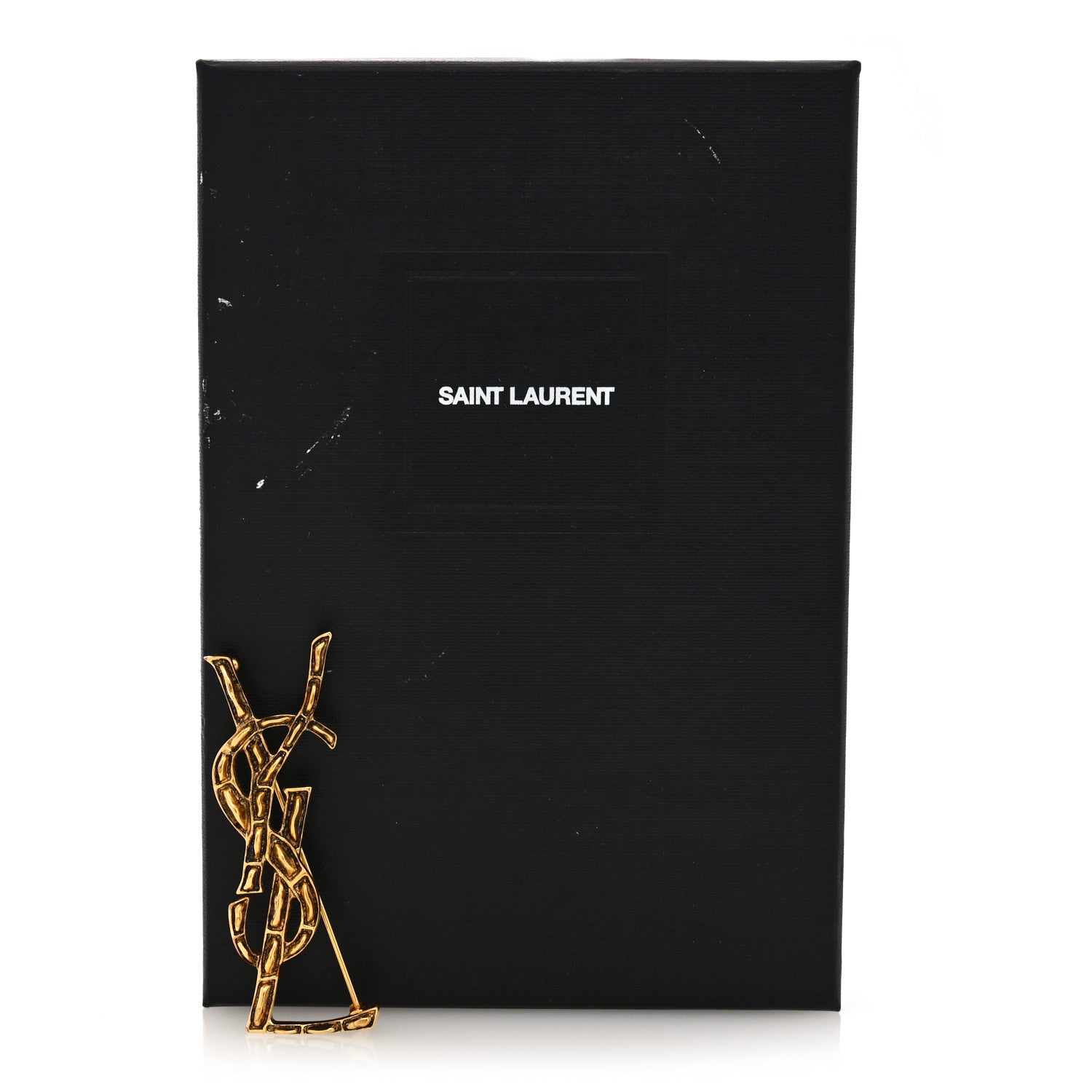 Saint Laurent Monogram Crocodile Opyum Brooch Gold 4 of 4