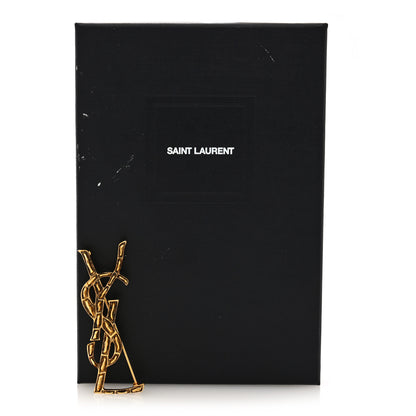 Saint Laurent Monogram Crocodile Opyum Brooch Gold 4 of 4